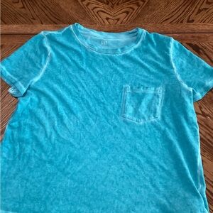 GAP Women’s Turquoise Cropped T-Shirt with Pocket Large
